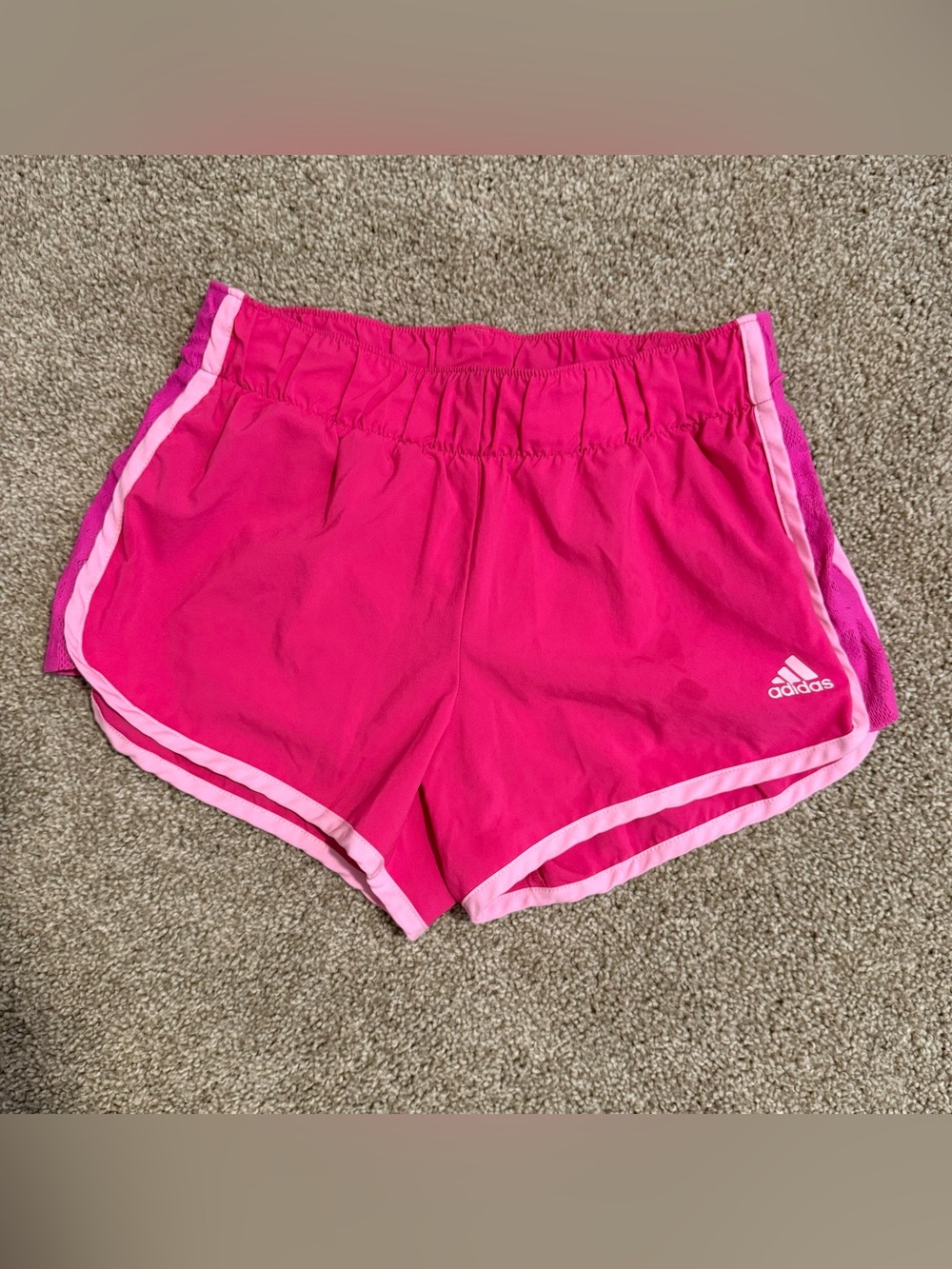 adidas Women's Bright Pink Athletic Shorts with Light Pink Trim
